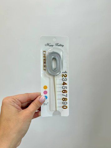 Свічка цифра 0 срібло