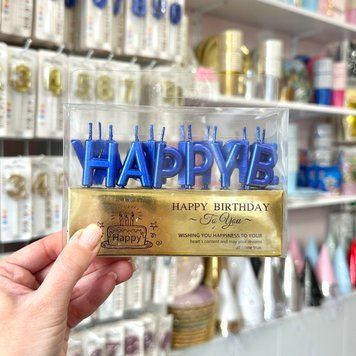 Свічки сині Happy Birthday