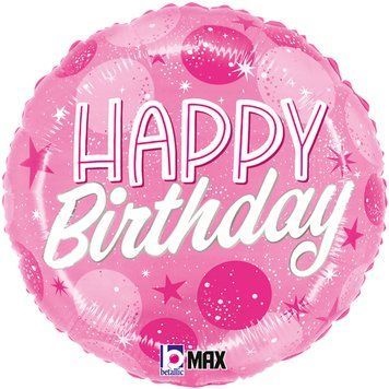 Круг рожево-малиновий Happy Birthday 45 см