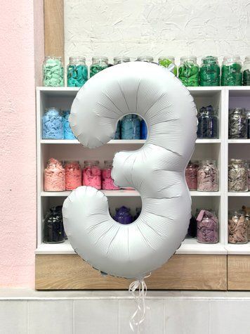 Фольгована цифра 3 біла SLIM 1 метр