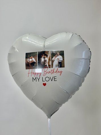 Велике серце з фото та написом "Happy Birthday my love"