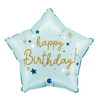 Зірка ніжно-блакитна Happy Birthday 45 см